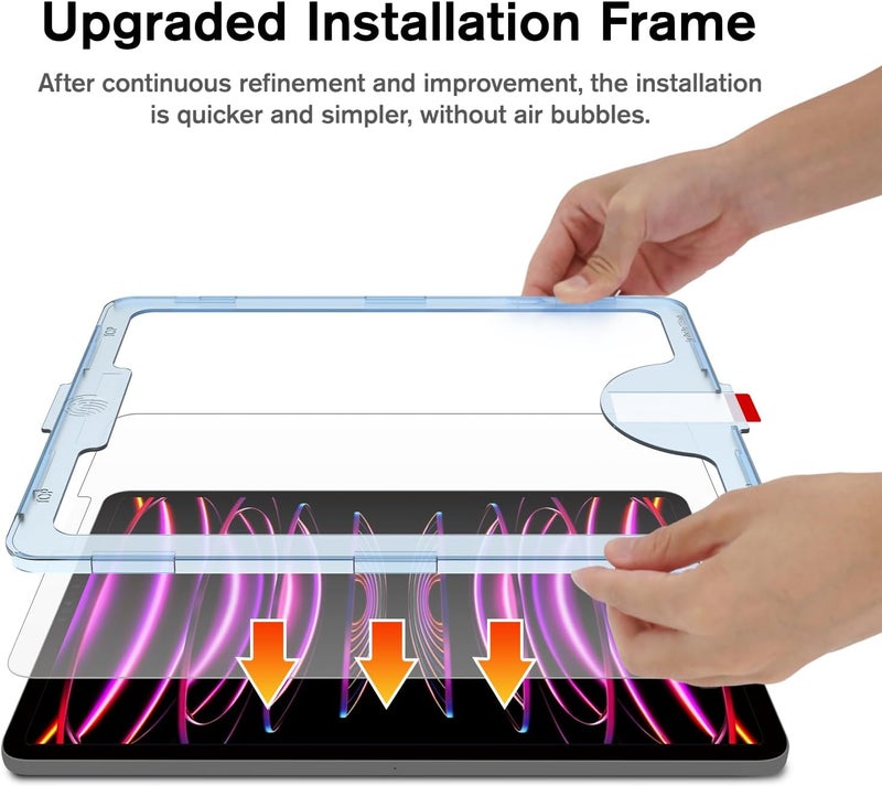 KCT Paperfeel Glass Screen Protector Compatible with iPad Pro 11 inch (2022&2021&2020&2018) / iPad Air 5th/4th (10.9 inch, 2022/2020) Draw as Paper, Anti Glare, EZ Kit | Tempered Glass, Screen Protector, Draw as Paper, with Matte Surface, EZ Kit - Image 4